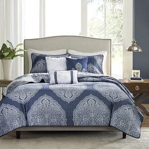 Madison Park Rachel 6-Piece Reversible Quilted California King Coverlet Set Navy